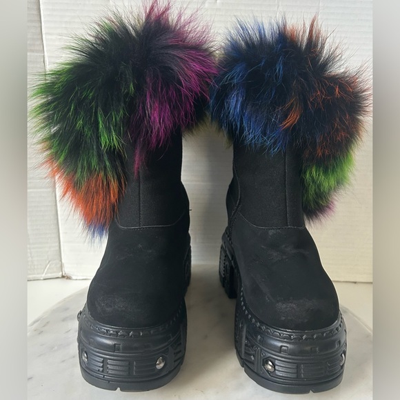 ANTHONY WANG PLANET-11 PLATFORM BOOTS NUBUCK/FAUX-FUR PLATFORM BOOTS - Picture 2 of 9